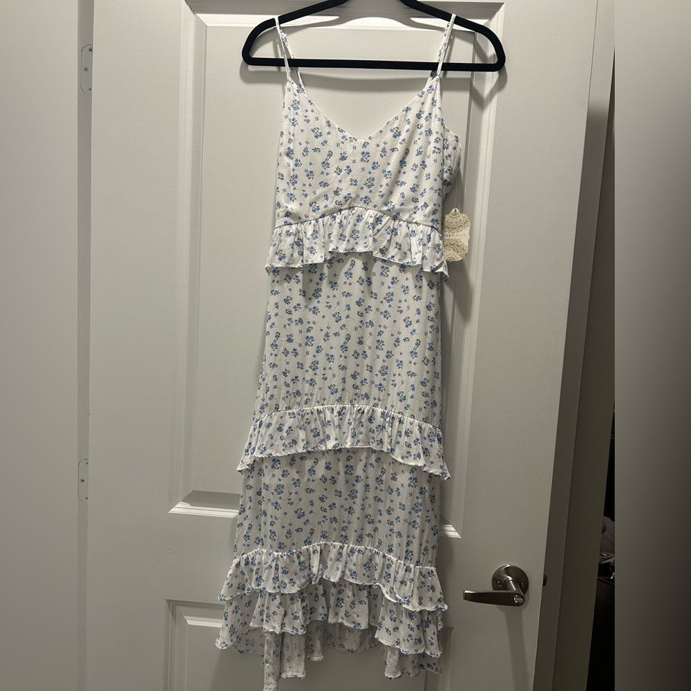 Altar’d State Floral Ruffle Midi Dress